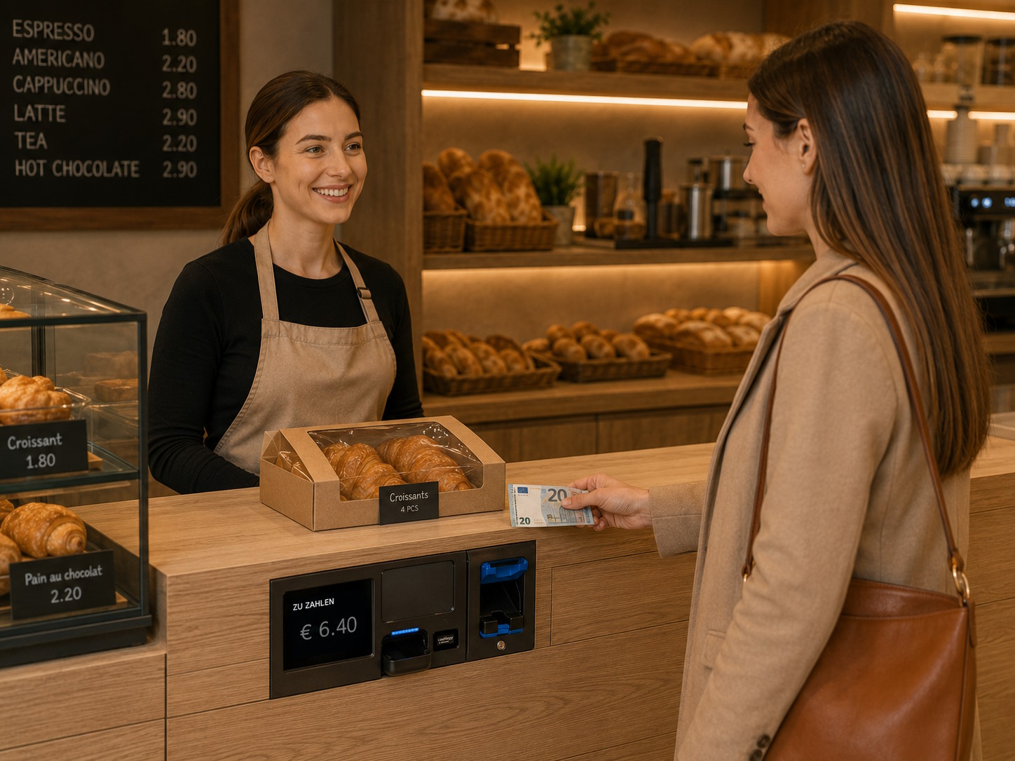 Cashlogy Bargeldzahlung an der Bäckereitheke