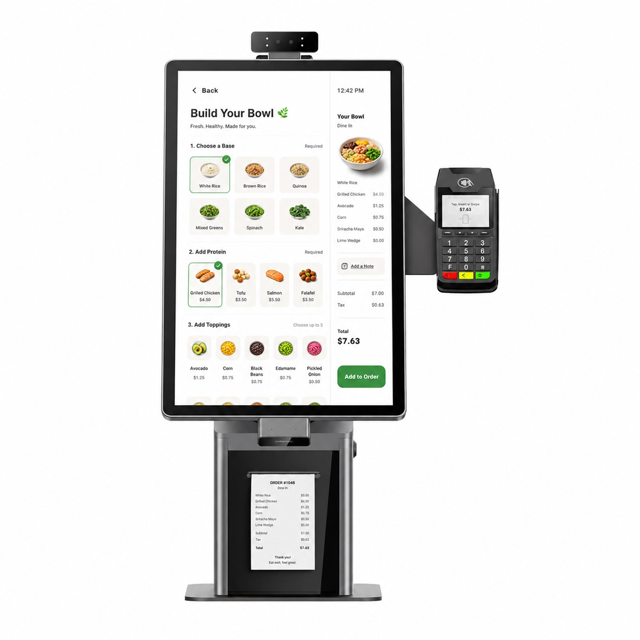 Self-Service Kiosk mit Touch-Bestellung und Kartenzahlung